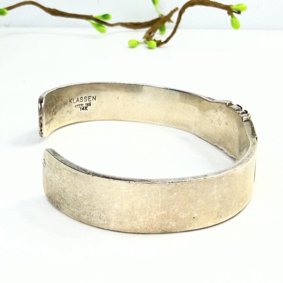 Vintage Klassen Handcrafted Sterling 14K Gold Cuff Bracelet 6.5" JR1399 - Picture 4 of 6